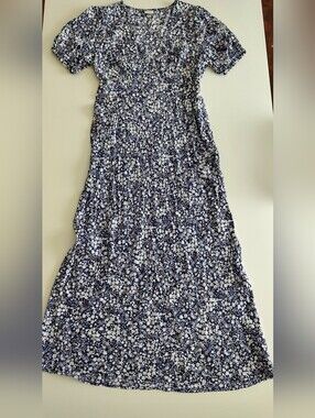 A New Day Navy and White Floral Maxi Dress Size S